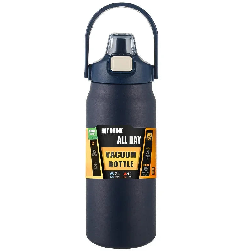 Insulated Stainless Steel Water Bottle with Pop-Up Straw – Double-Wall Vacuum, 24Hr Cold/8Hr Hot, 800ml–1500ml, 9 Colors