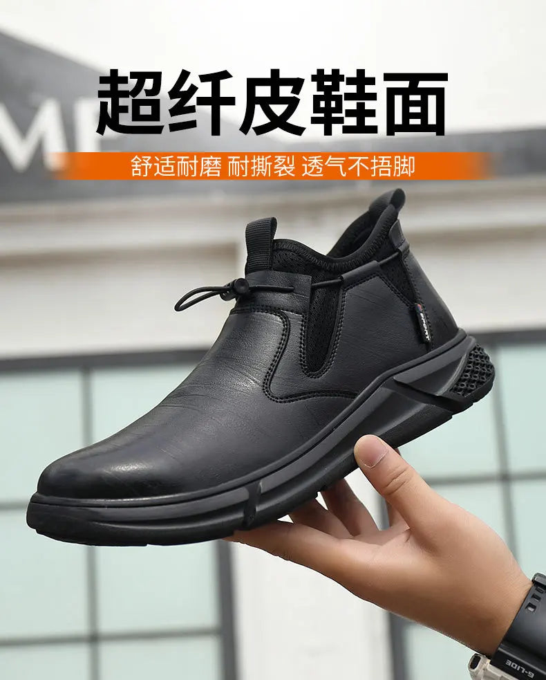 Men's Black Waterproof Metal-Toe Work Shoes