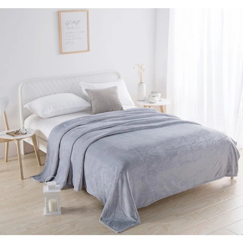 Solid Color Plush Blanket – Thick Warm Farley Fleece Multifunctional Throw, Multiple Colors