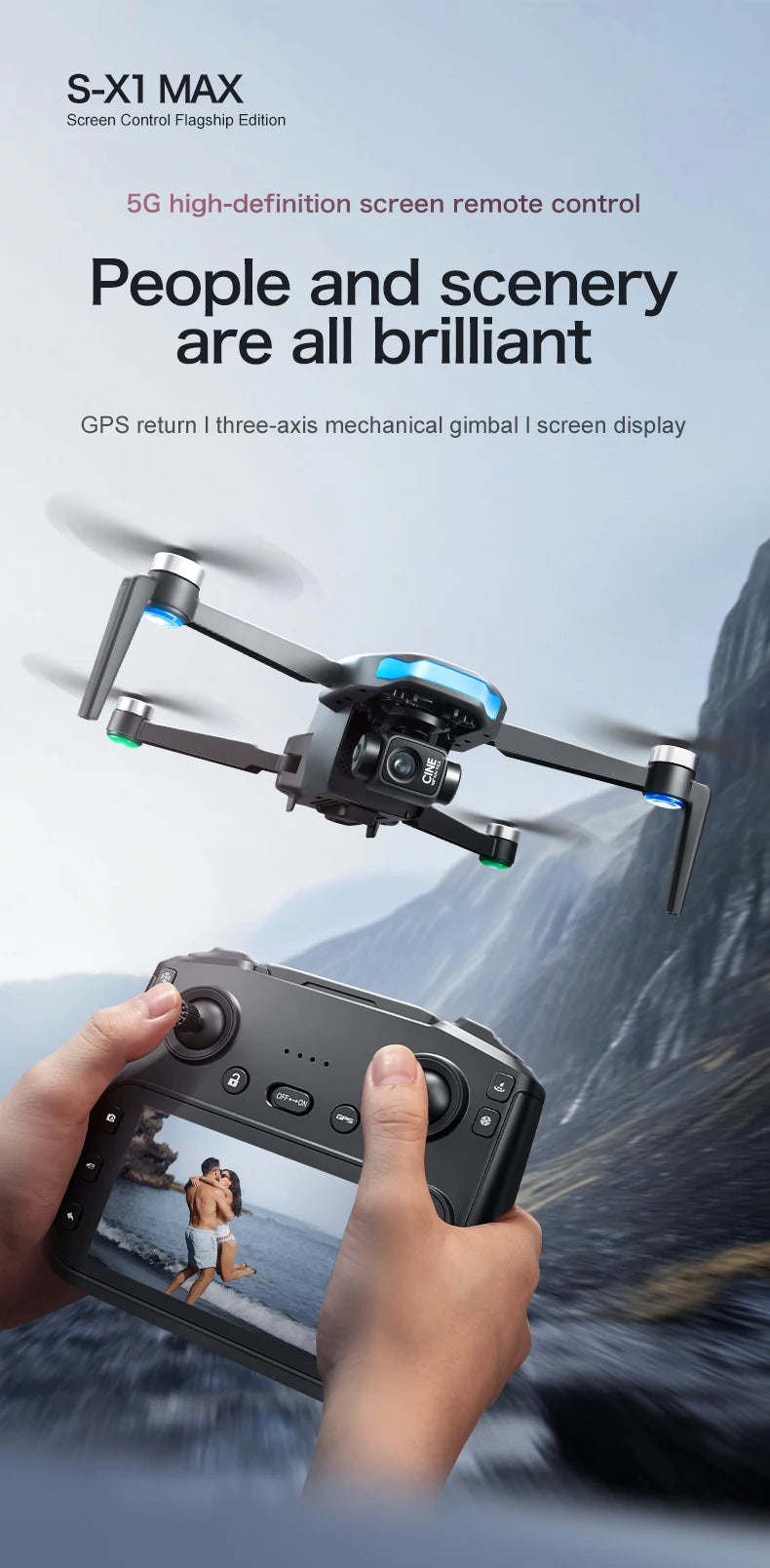 S-X1 GPS Drone with Dual Camera & 180° Tilt