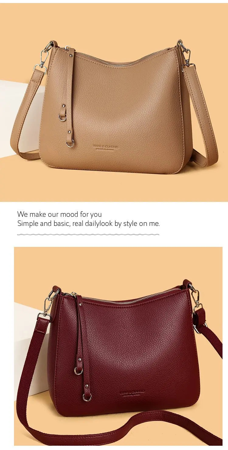 Luxury PU Letter Detail Shoulder Crossbody Tote Bag – Large Capacity Messenger Handbag for Women