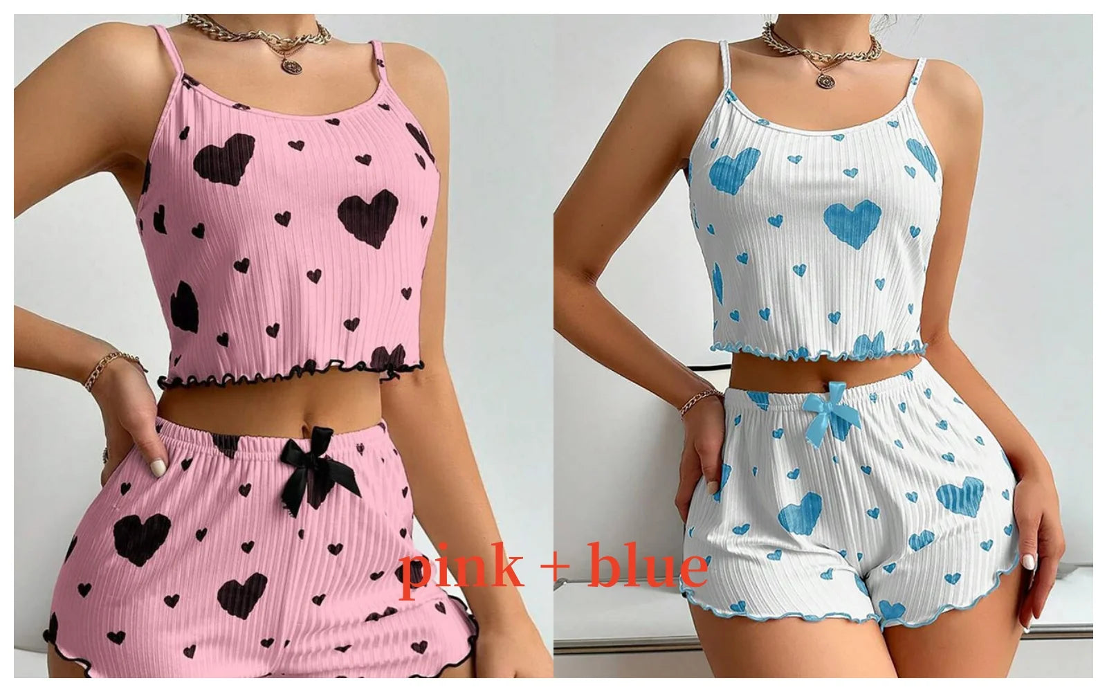 Women's 2-Piece Tank Top & Shorts Pajama Set | Soft Casual Love Print Sleepwear