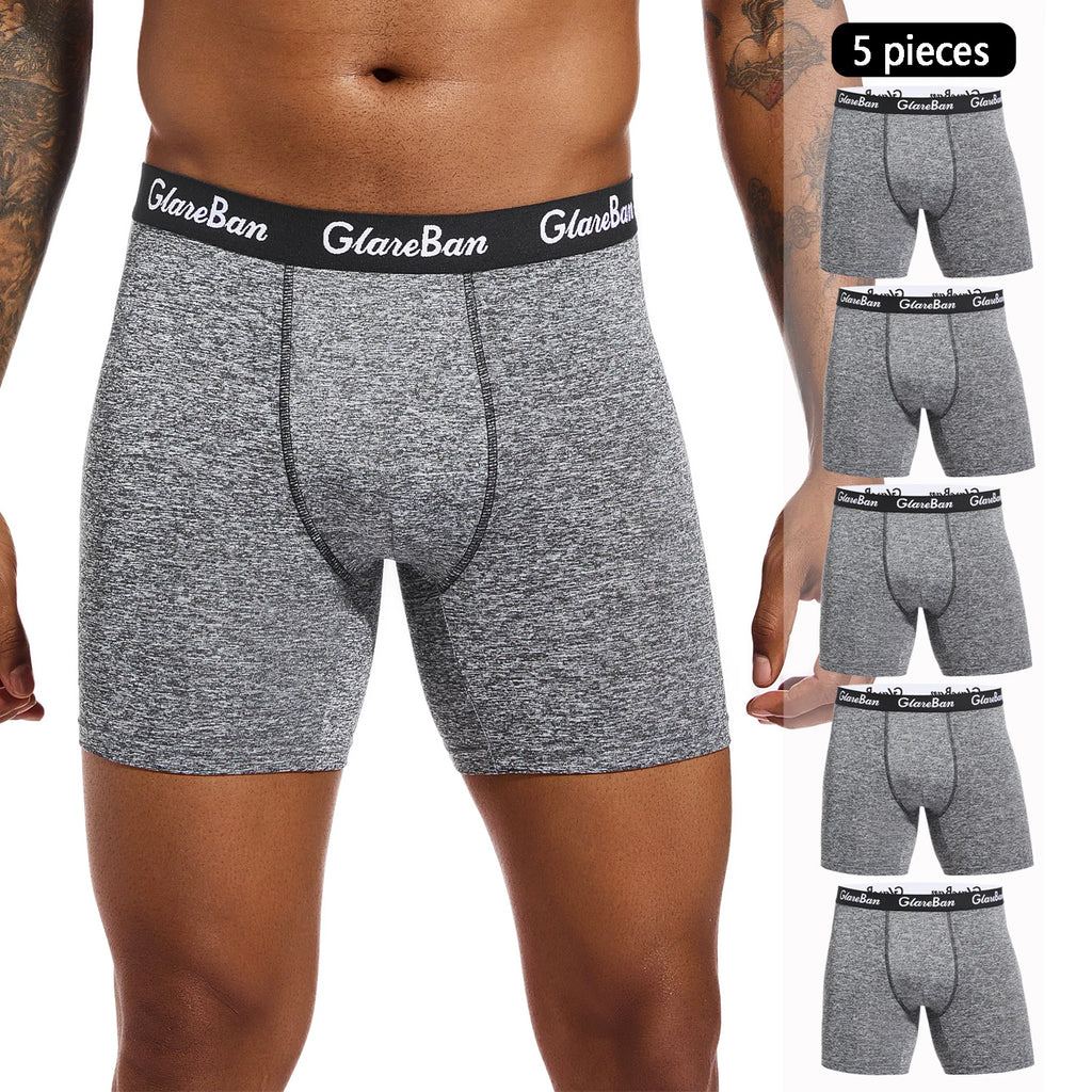 Men's Long-Leg Stretch Boxer Briefs, 5-Pack