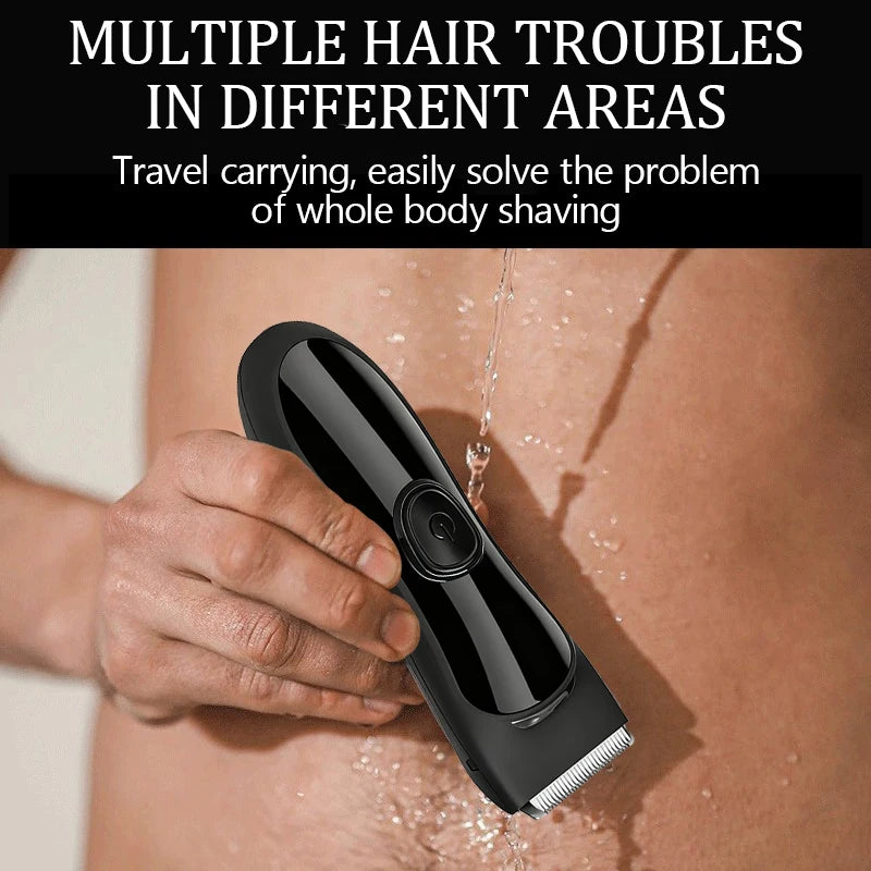 Men's IPX7 Waterproof Body & Beard Trimmer – LED Display, 4 Length Guards, USB Rechargeable