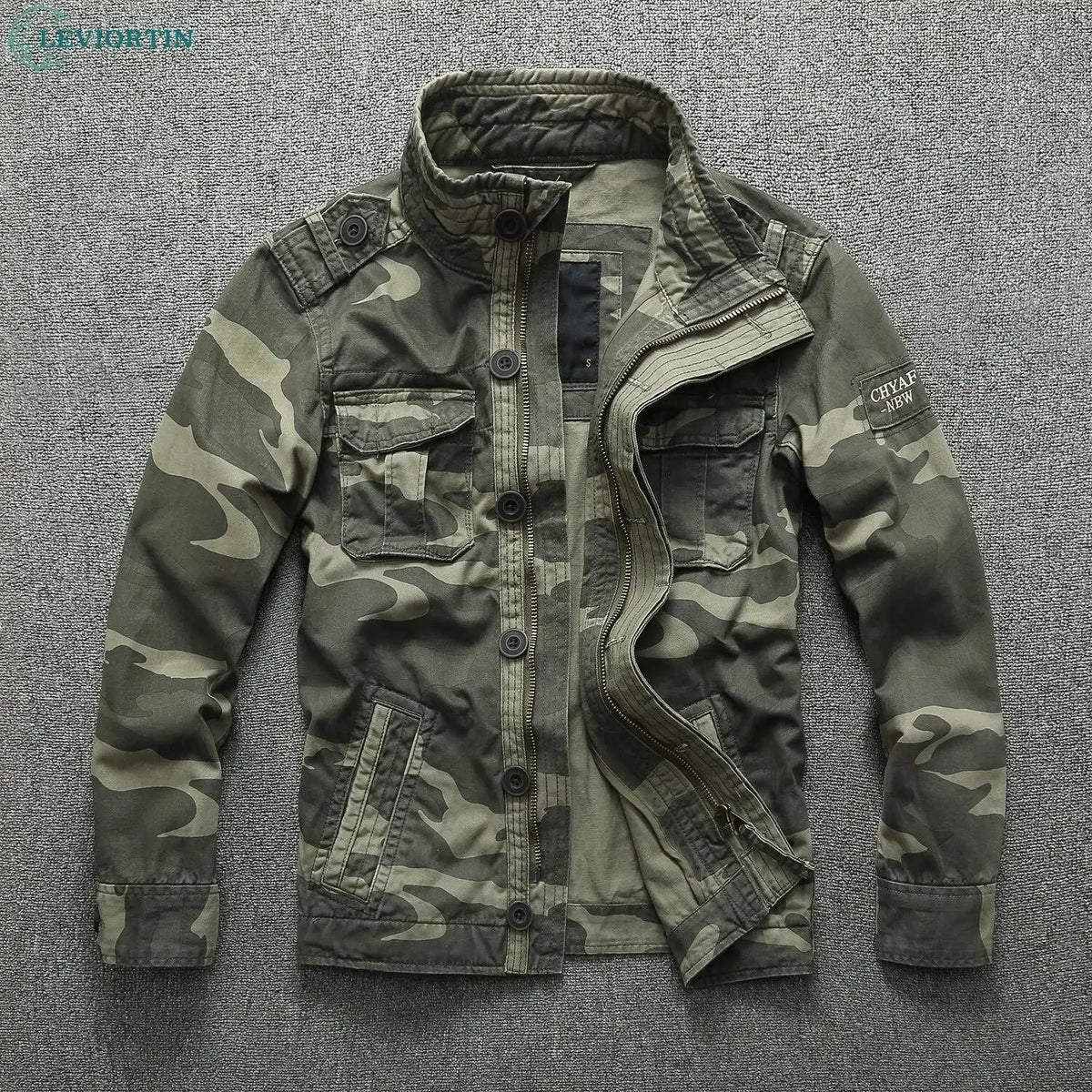 Men's Camouflage Cotton Work Jacket – Stand Collar