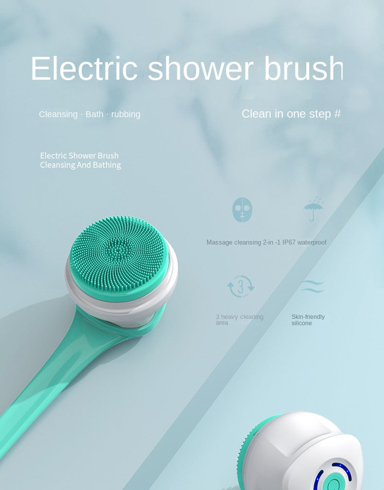 Silicone Electric Body Scrubber – IPX7 Waterproof Cordless Shower Brush with Back Massage & Exfoliating Heads