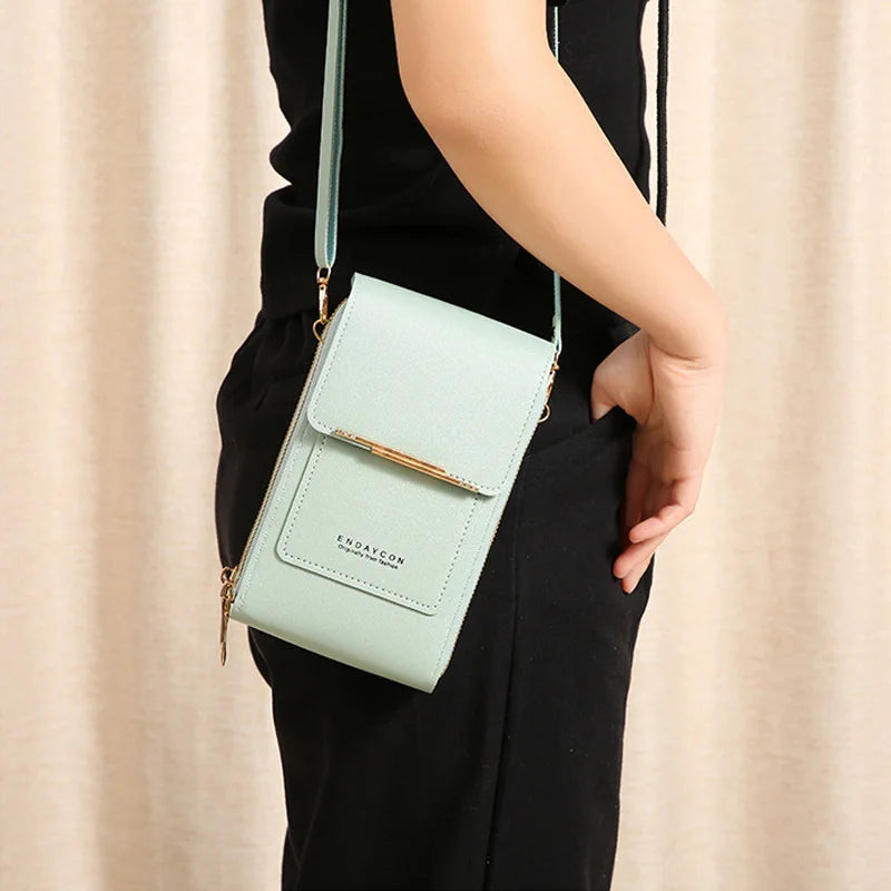 Women's Touch Screen Phone Crossbody Bag – Soft Leather Shoulder Purse & Messenger Handbag
