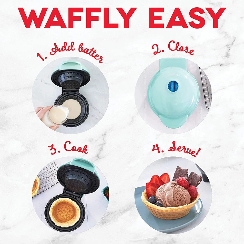Mini Waffle Bowl Maker — 110V/220V Breakfast Machine for Egg Tart, Ice Cream & Egg Roll