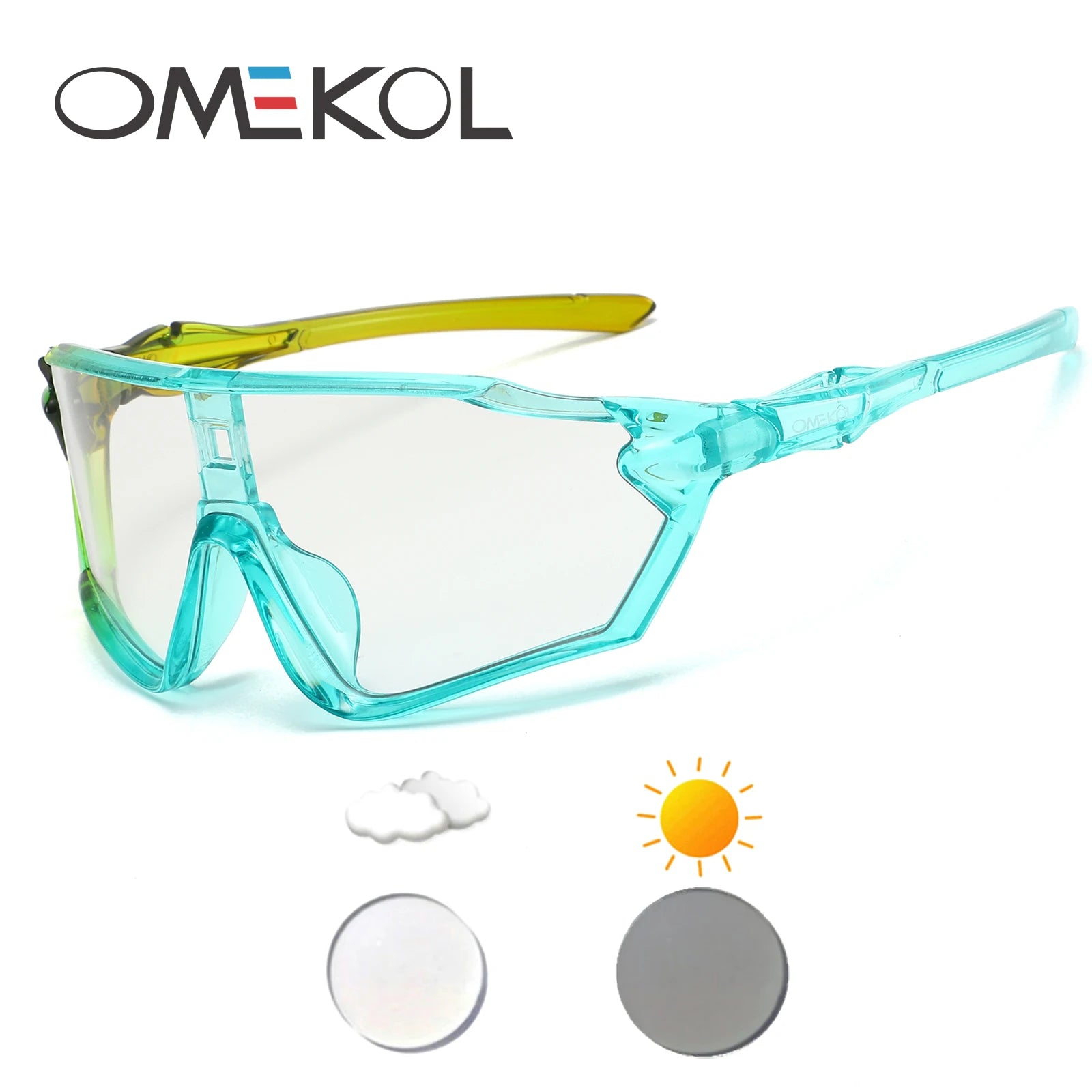 OMEKOL Photochromic Cycling Sunglasses | Men Women Outdoor MTB Mountain Bike Baseball Eyewear