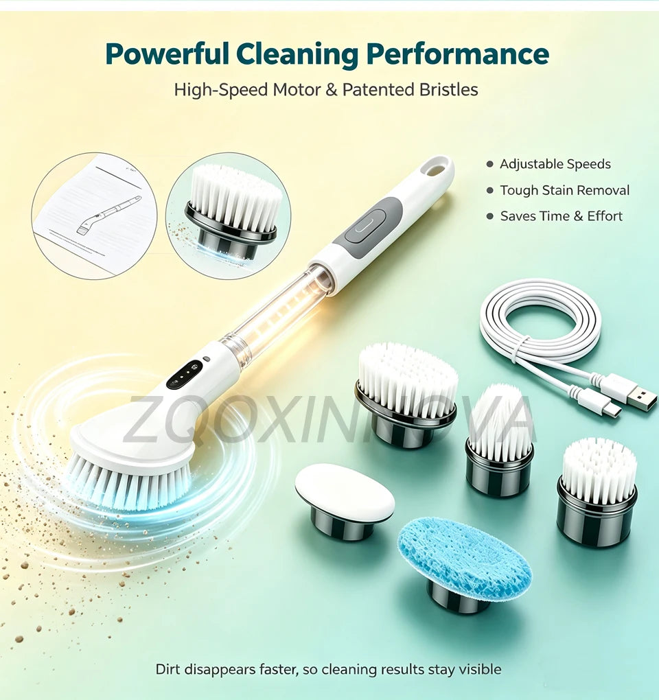 Cordless Multipurpose Spin Scrubber – Electric Cleaning Brush for Kitchen, Bathroom, Toilet & Broom