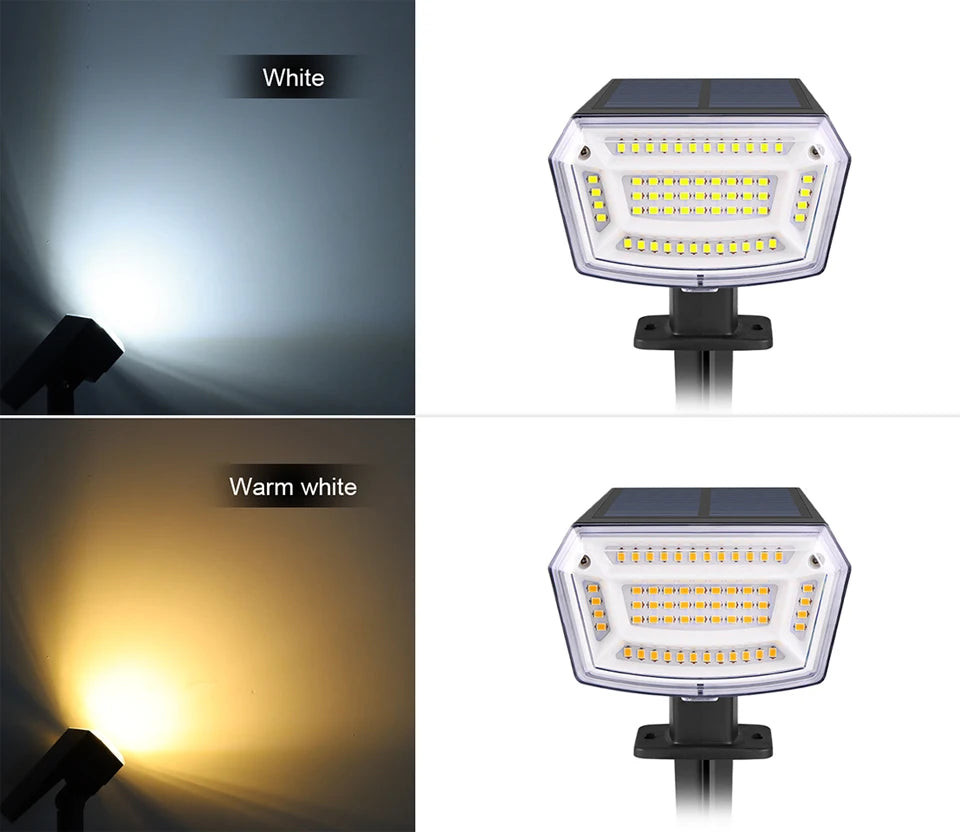 59-LED Solar Spotlight – IP65 Waterproof, 3 Brightness Modes, 2-in-1 Ground & Wall Mount for Garden