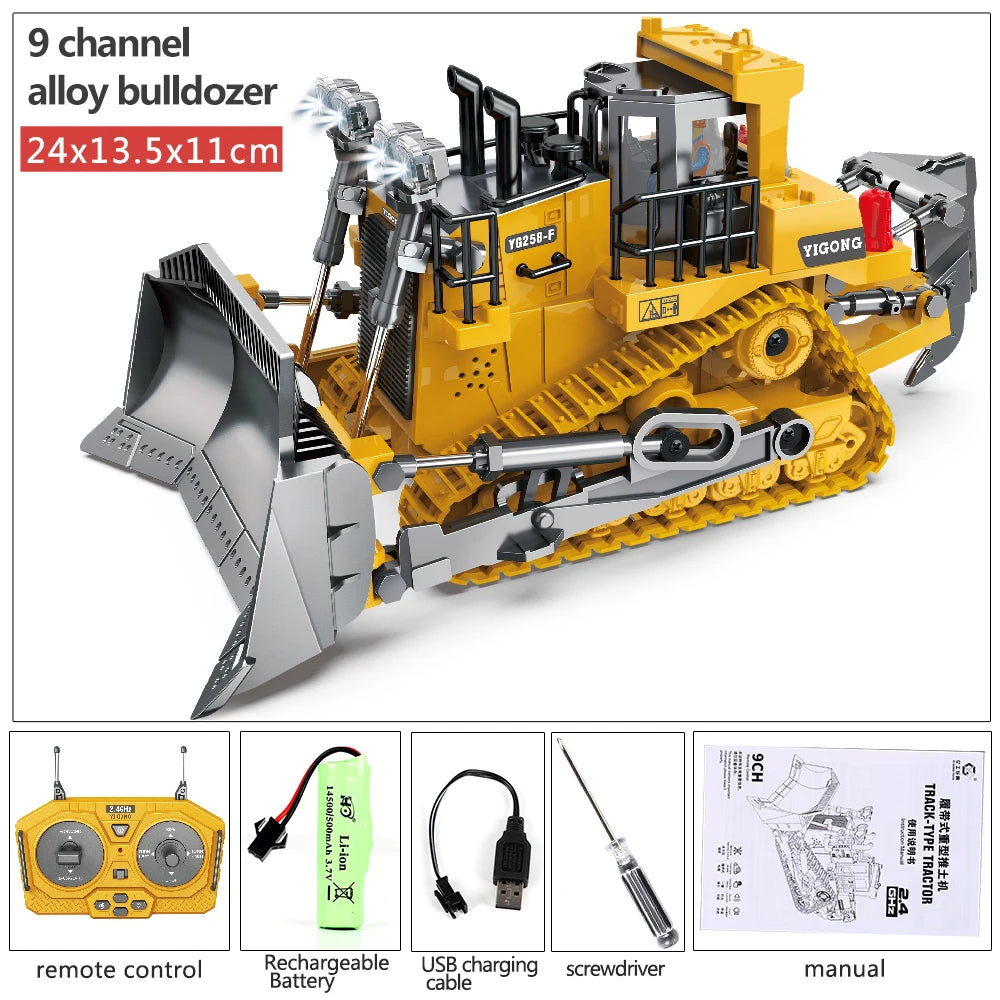 RC Excavator & Construction Toy Set – Remote Control Dump Truck & Bulldozer for Kids