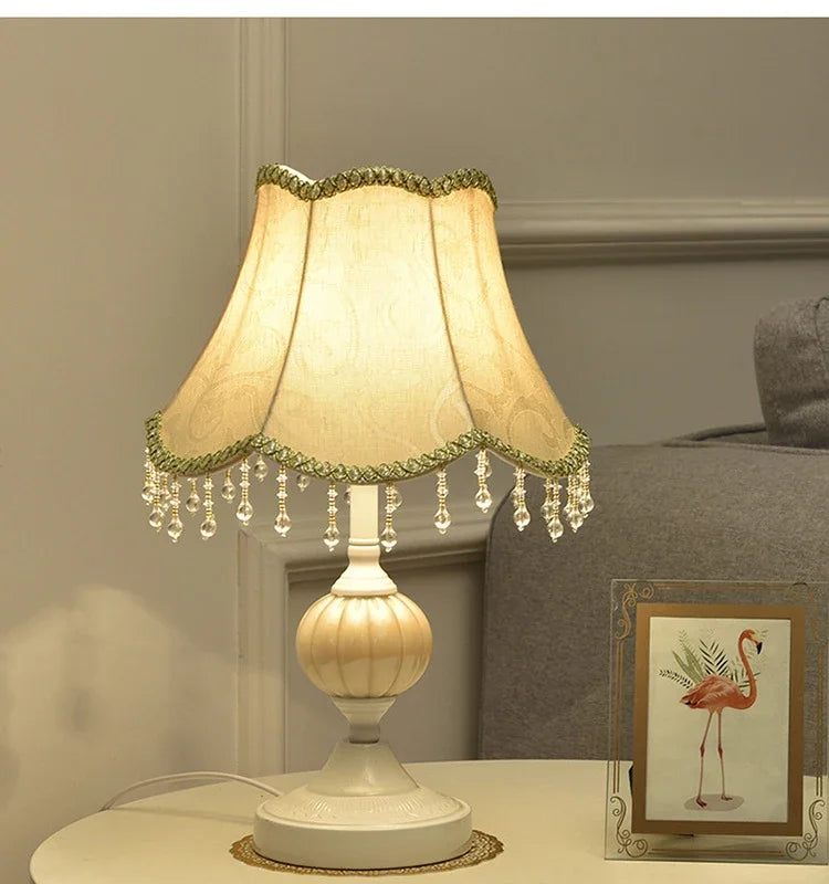 Bedside Lamp – Fabric Shade & Gold or White Base