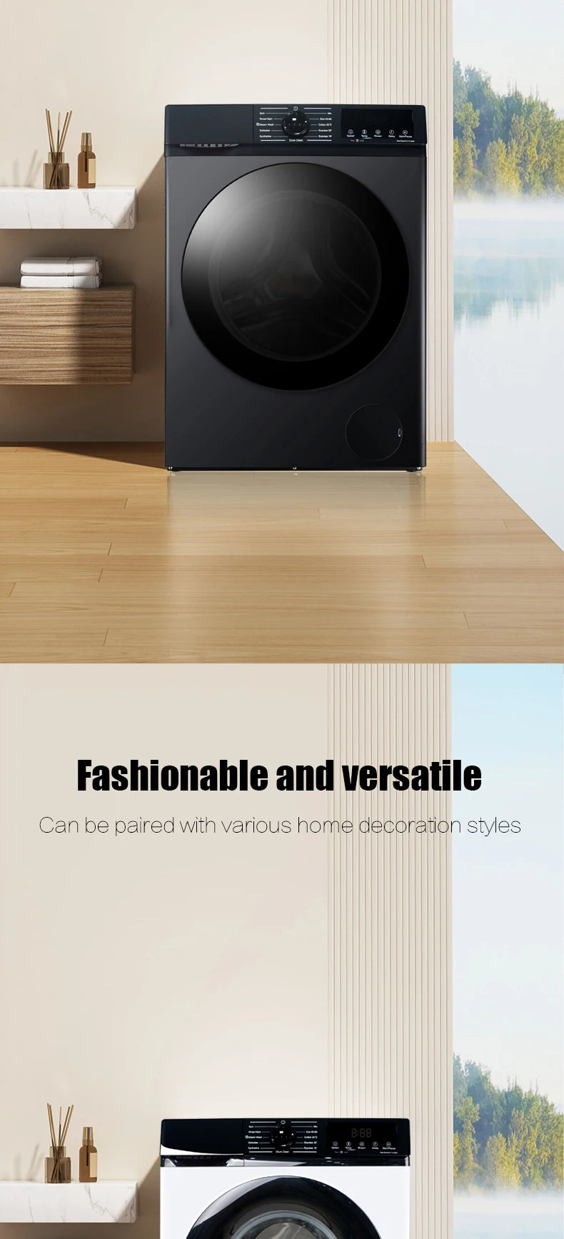 12KG Automatic Stackable Washer-Dryer Combo — Inverter BLDC Motor, Turbo Wash, Quick Dry for Home & Commercial Hotel Use