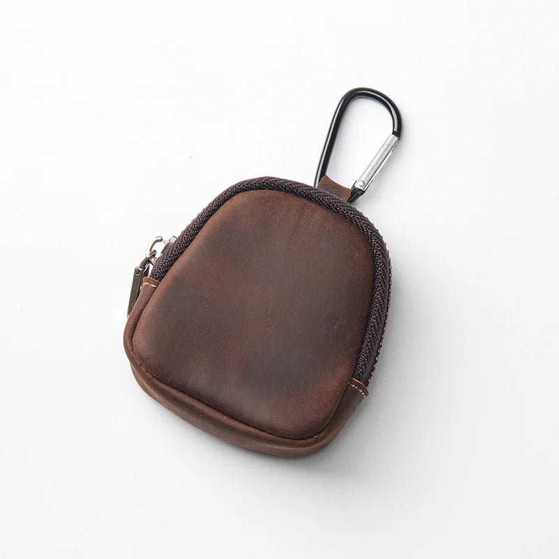 PU Leather Carabiner Coin Purse Keychain – Retro Mini Wallet in Multiple Colors
