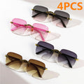 4-Pack Square Rimless Sunglasses | Luxury Designer Summer Shades for Men & Women