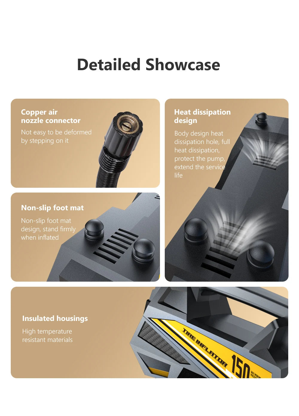 CARSUN 12V Corded Tire Inflator with Digital Gauge