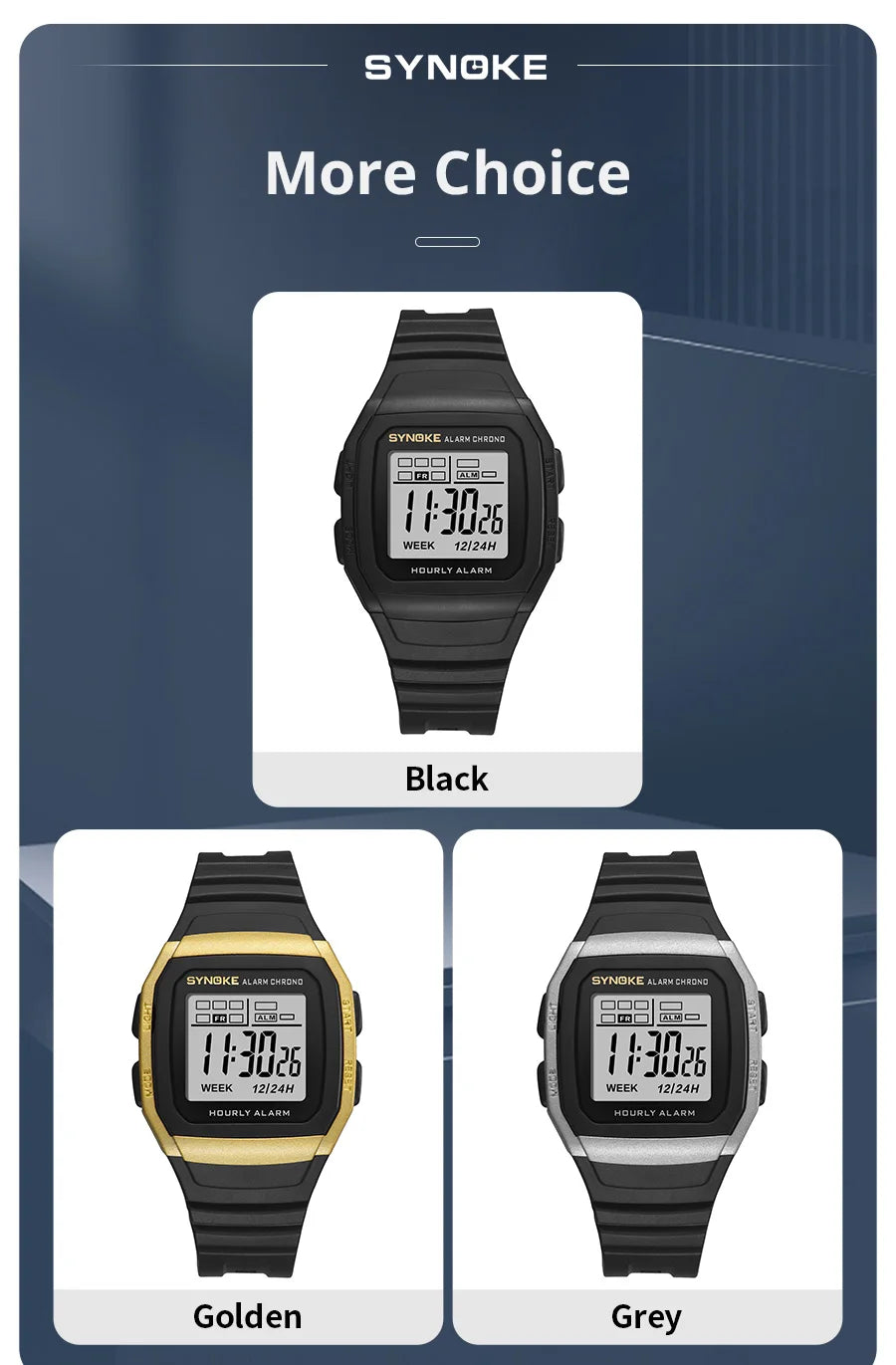 SYNOKE Retro Square Digital Watch | Student Outdoor Sports Luminous Waterproof Multifunction
