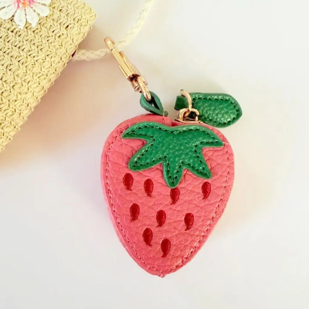 Cute Fruit Shape Leather Coin Purse – Mini Zipper Earphone Bag, Keychain Pendant Wallet for Women & Girls
