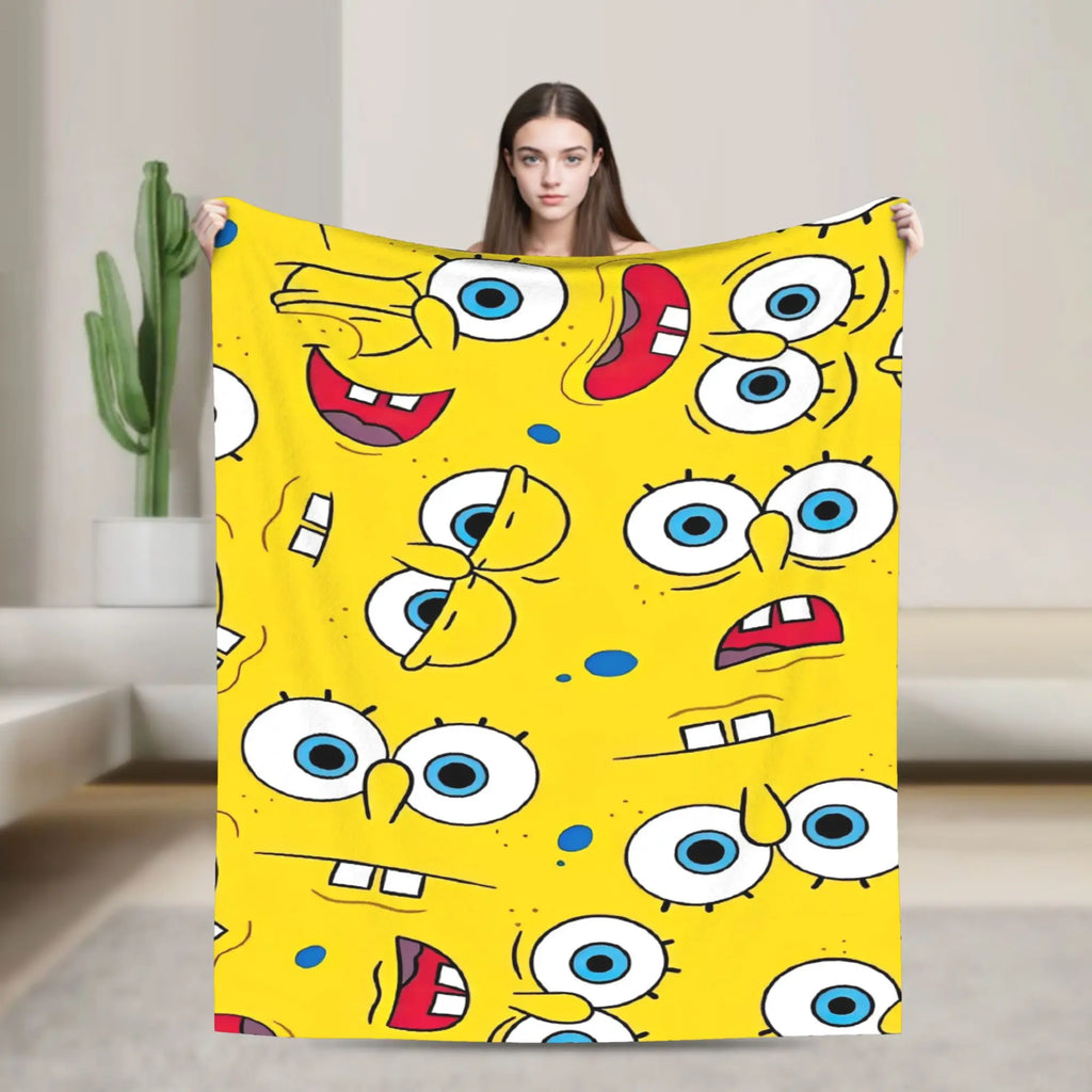 SpongeBob Flannel Throw Blanket – Soft Breathable Character Blanket for Bed, Lounge & Summer