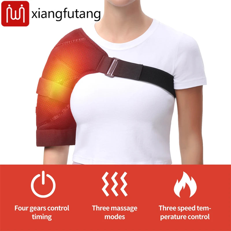 Electric Heated Shoulder Massage Pad – Vibration Wrap with 3 Modes for Fatigue & Joint Relief