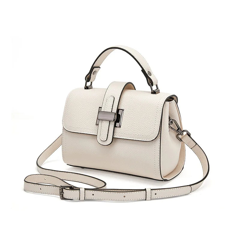 Genuine Cow Leather Square Satchel Shoulder Bag – All-Match Crossbody Messenger Handbag for Women