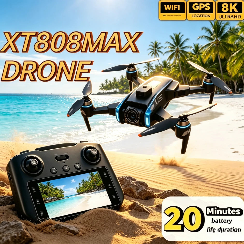 Original GPS XT808 Max Foldable RC Quadcopter Helicopter Brushless Motor Drone Professional+ HD Dual Camera 5G WIFI FPV Dron X