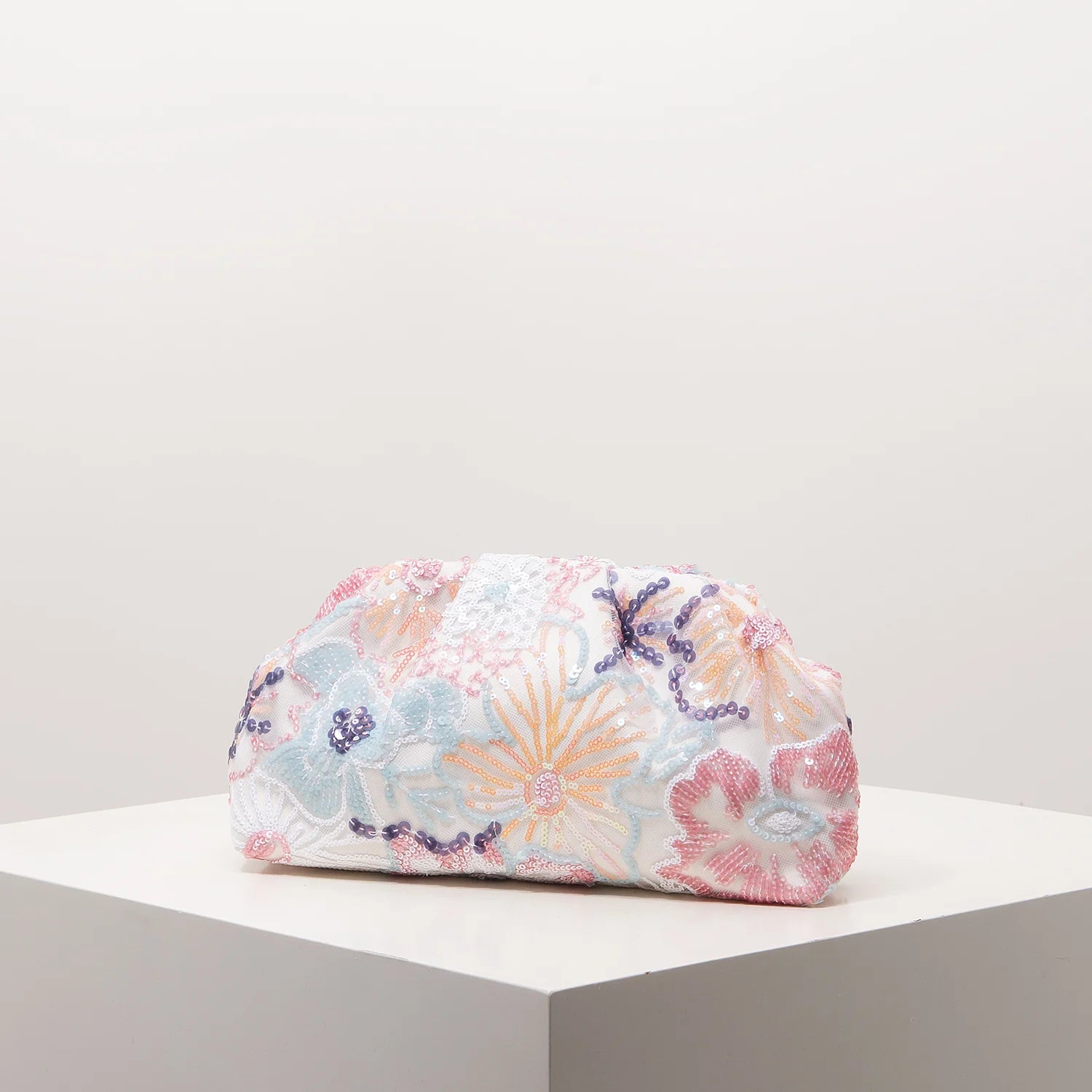 Sequin Floral Embroidery Clutch Bag – Gala Night Party Prom Wedding Evening Bag for Women