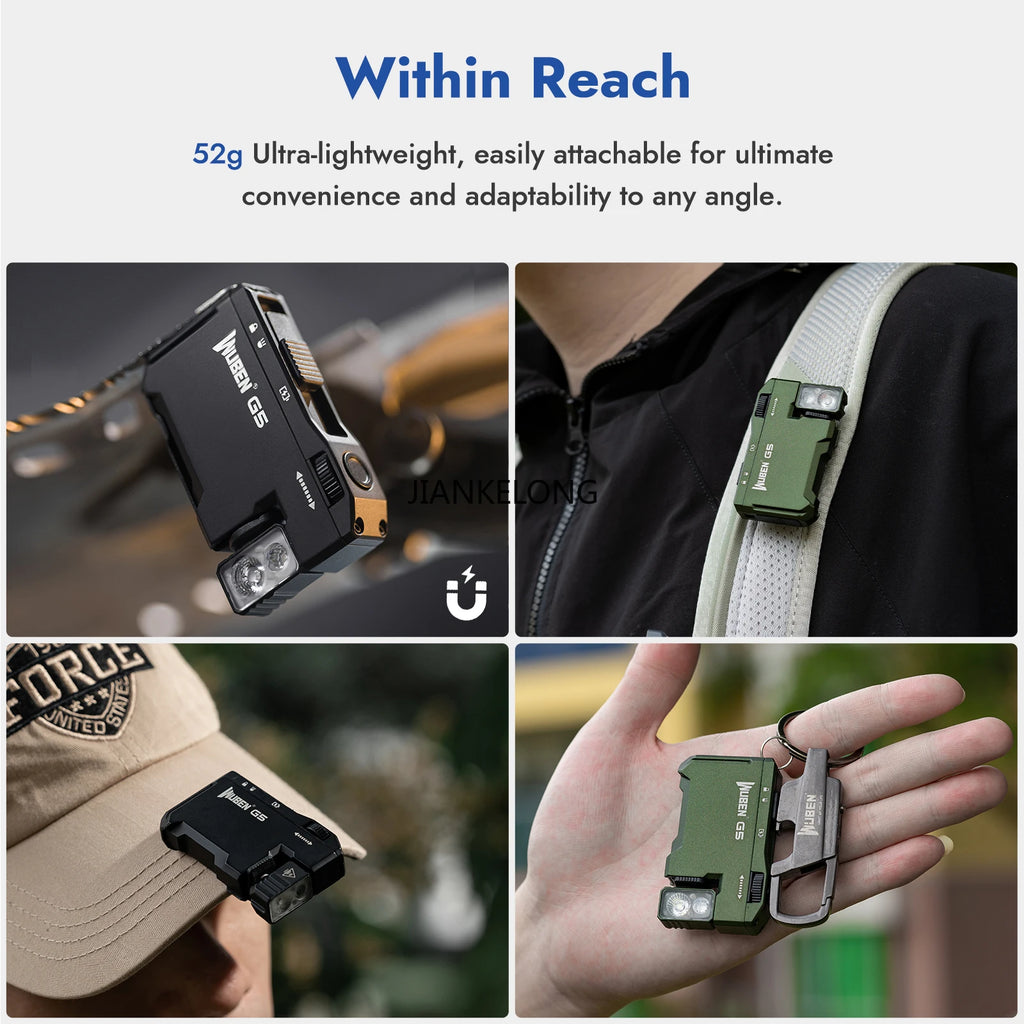WUBEN G5 EDC Flashlight – 400 Lumens Dual Light Sources with RGB Light & Portable Pocket Design