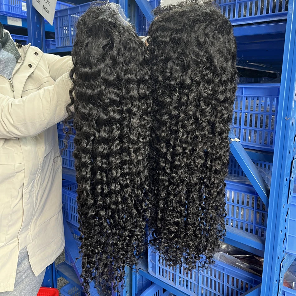 40–50 Inch Water Wave Curly Lace Front Wig | 300% Density 13x4 13x6 7x5 HD Glueless Brazilian Human Hair for Women