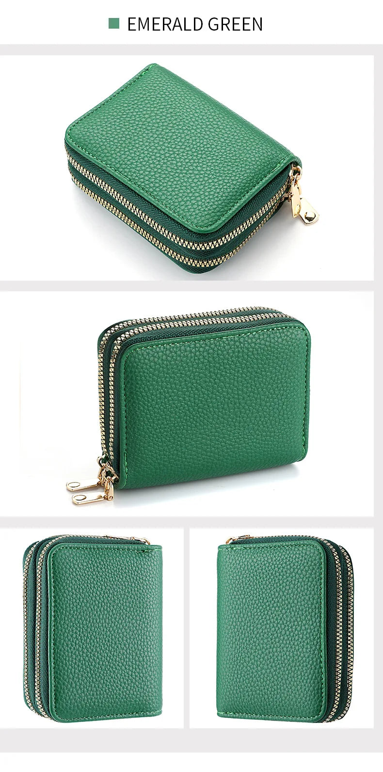 Women's Double Zipper Short Wallet – Fashion Credit Card Holder with Large Capacity Coin Purse