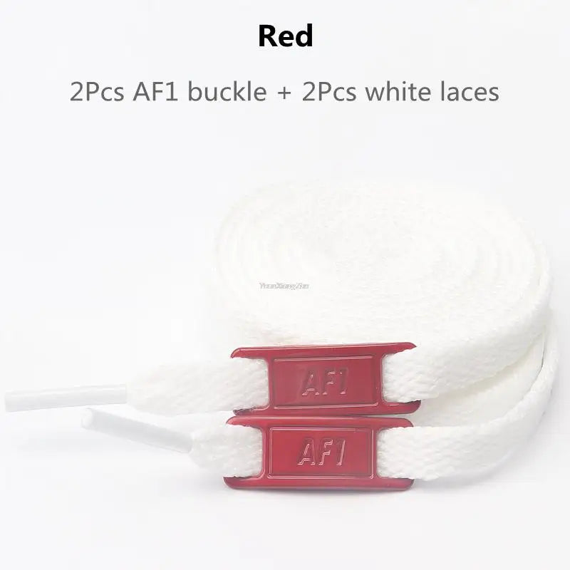 AF1 Shoelaces Combination Set — White Flat Laces & Shoe Decoration for Air Force One Sneakers