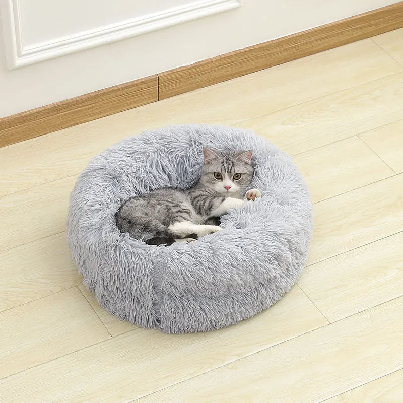 Soft Long Plush Dog Bed – Warm Basket Cushion for Small & Medium Dogs and Cats