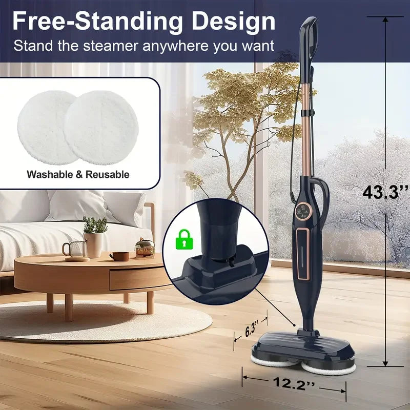 Steam Mop Cleaner with Rotating Mop Pad — 10-in-1, 1300W, 3 Steam Modes, Spin Scrubbing