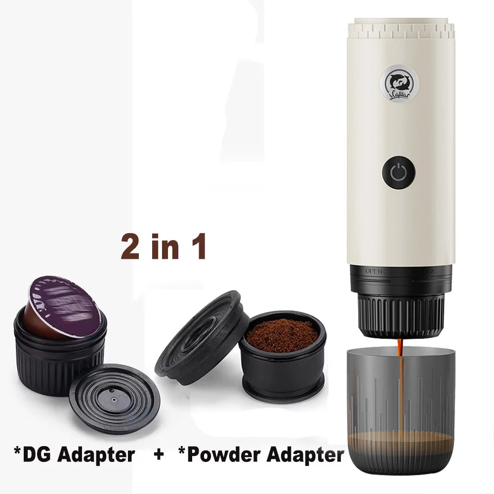 Espresso on the Go — 2-in-1 Portable Capsule & Powder Coffee Maker | USB-Powered, Nespresso & Dolce Gusto Compatible