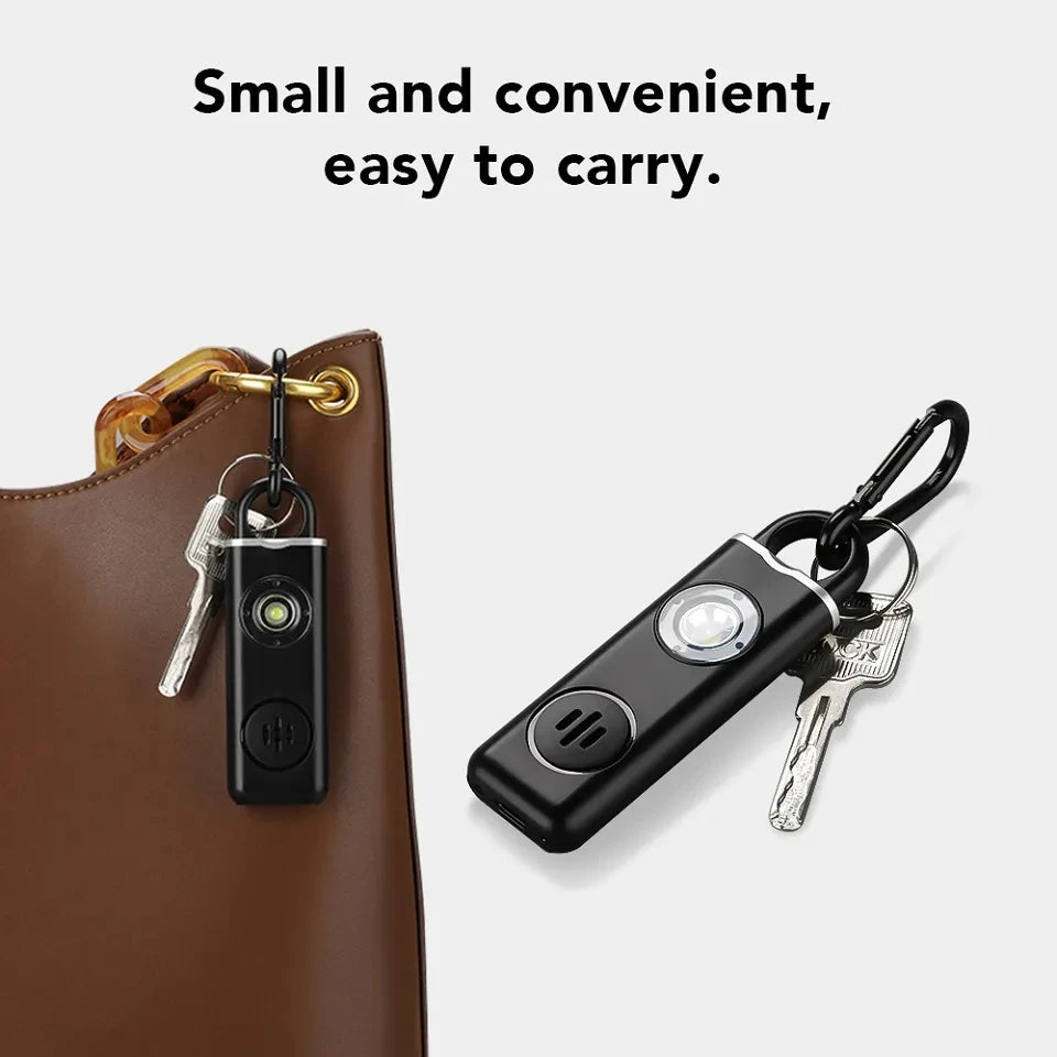 130dB Personal Safety Alarm Keychain with LED Light – Rechargeable Self Defense