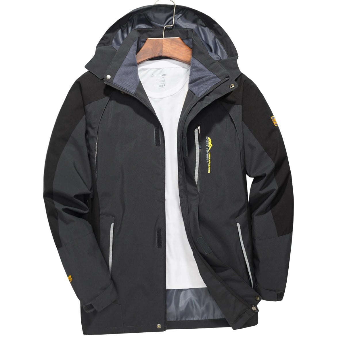 Men's Big & Tall Waterproof Hooded Jacket – Windproof Outdoor Coat, XL–8XL, 5 Colors