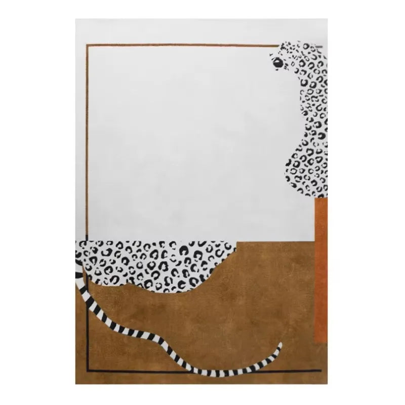 Leopard Print Plush Lounge Rug – Light Luxury Non-Slip Flannel Carpet for Living Room & Bedroom