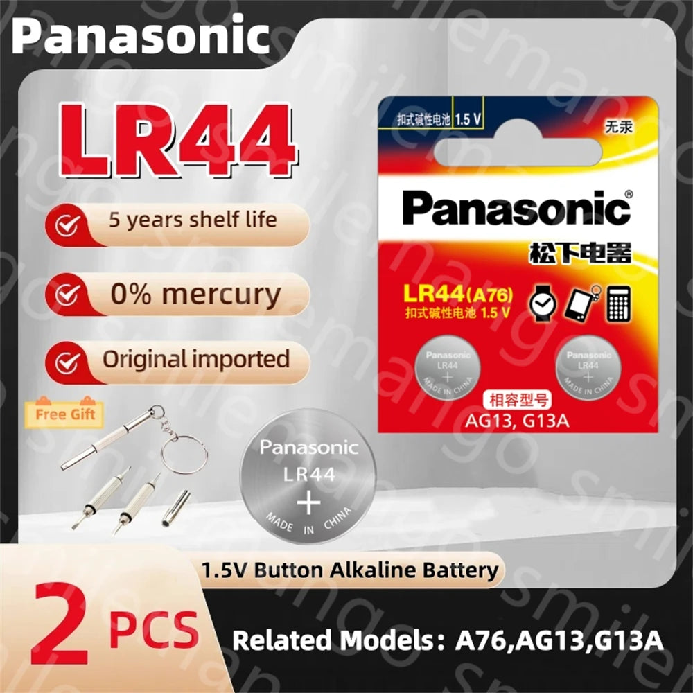 Panasonic LR44 AG13 1.5V Button Cell Battery – 175mAh SR44 LR1154 Coin Cell for Watch, Calculator & Toys