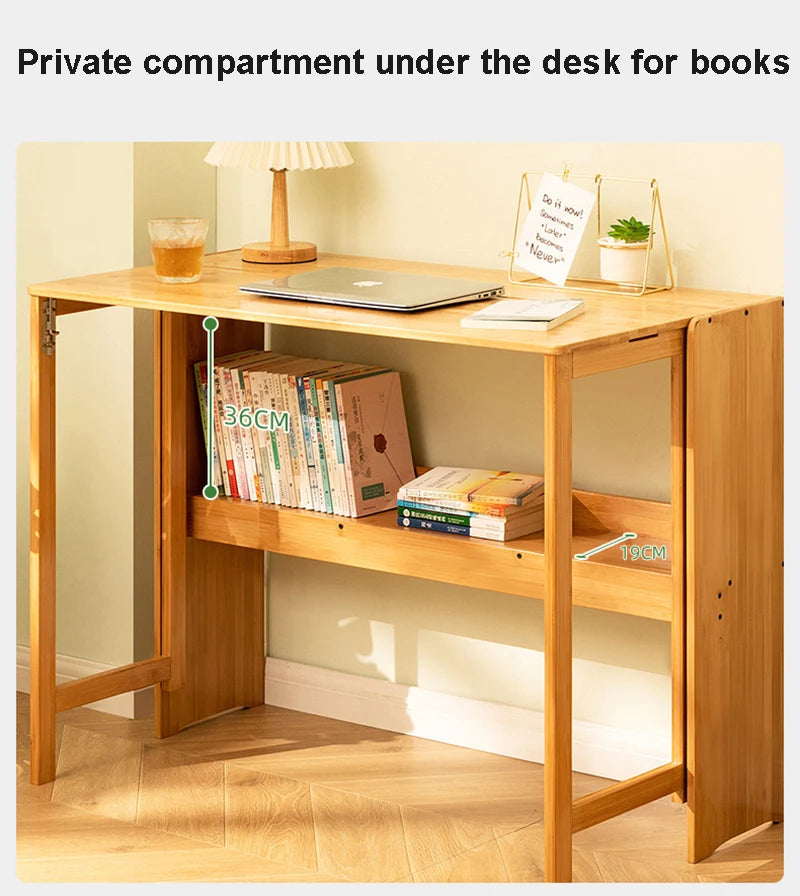 Foldable Bamboo Computer Desk — Student Writing Workbench, Bedroom & Bedside Use, 83cm & 103cm