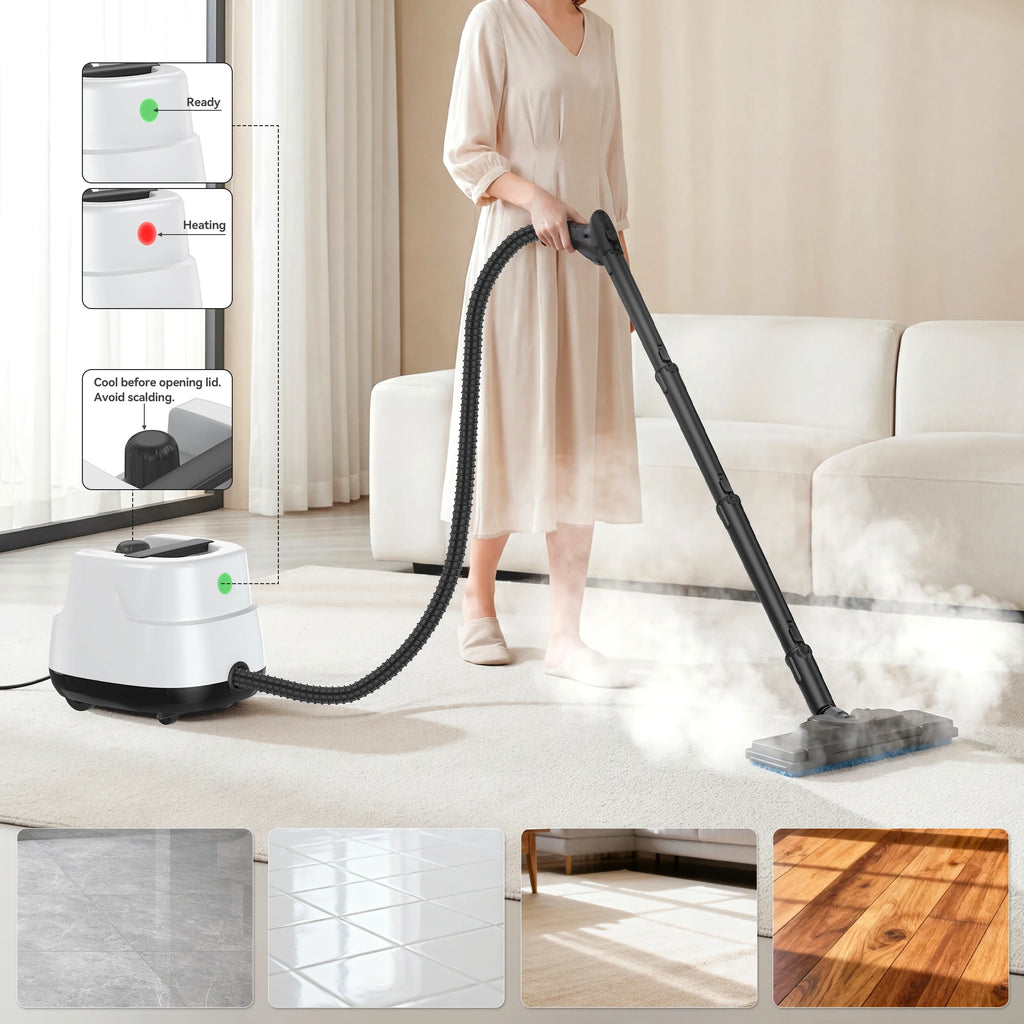 Multi-Surface Handheld Steam Cleaner — 1L Tank, 16 Accessories, High-Temp Deep Cleaning for Home, Kitchen, Car & Tile