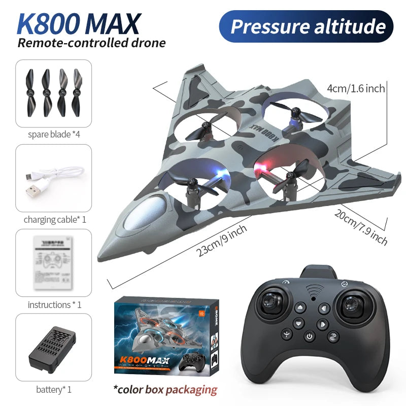 K500 MAX RC Fighter Plane Stunt Glider – 2.4G 360° Roll EPP Foam Airplane with LED for Kids & Beginners