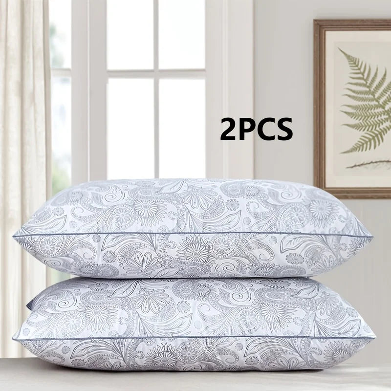 Hotel-Grade Patterned Sleep Pillow 2-Pack – Brushed Texture, Polyester Fill, 45x70cm