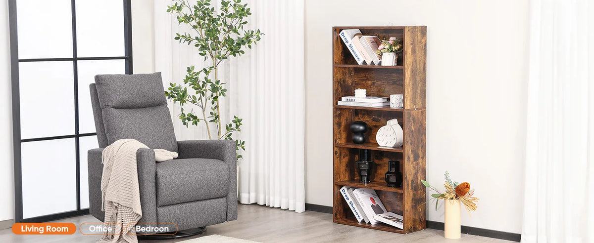JHK 6-Tier Wooden Bookcase – 63 Inch Tall, Floor Standing Open Bookshelf for Living Room & Home Office
