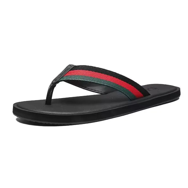 Men’s Stripe Beach Flip Flops — Sizes 37–46