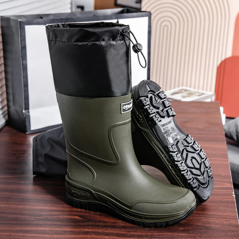 Men's Mid-Calf PVC Rain Boots with EVA Insoles