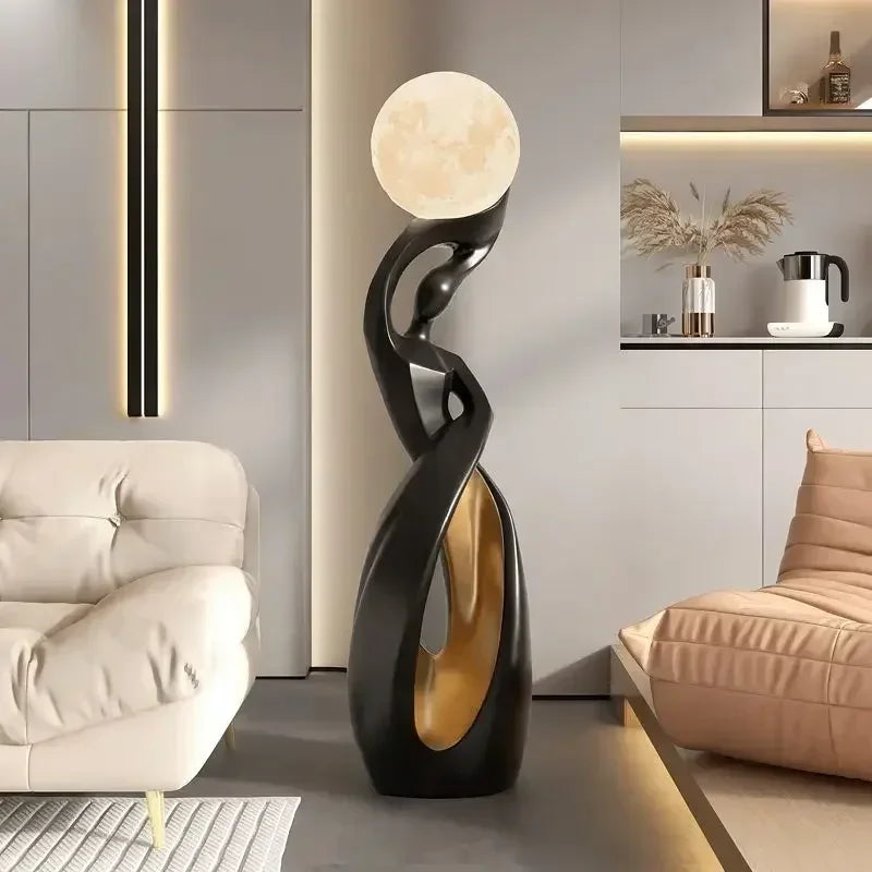 Sculptural Floor Lamp – 82 cm Black or Black-Gold