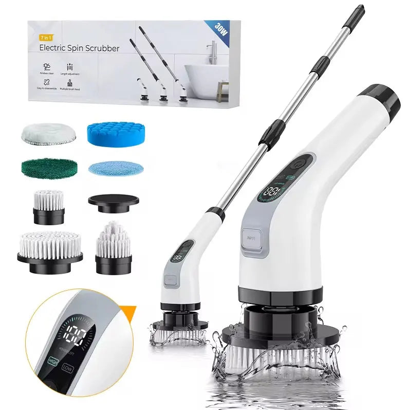 Cordless Electric Cleaning Brush – 7-Piece Spin Scrubber Kit for Bathroom, Kitchen & Shower