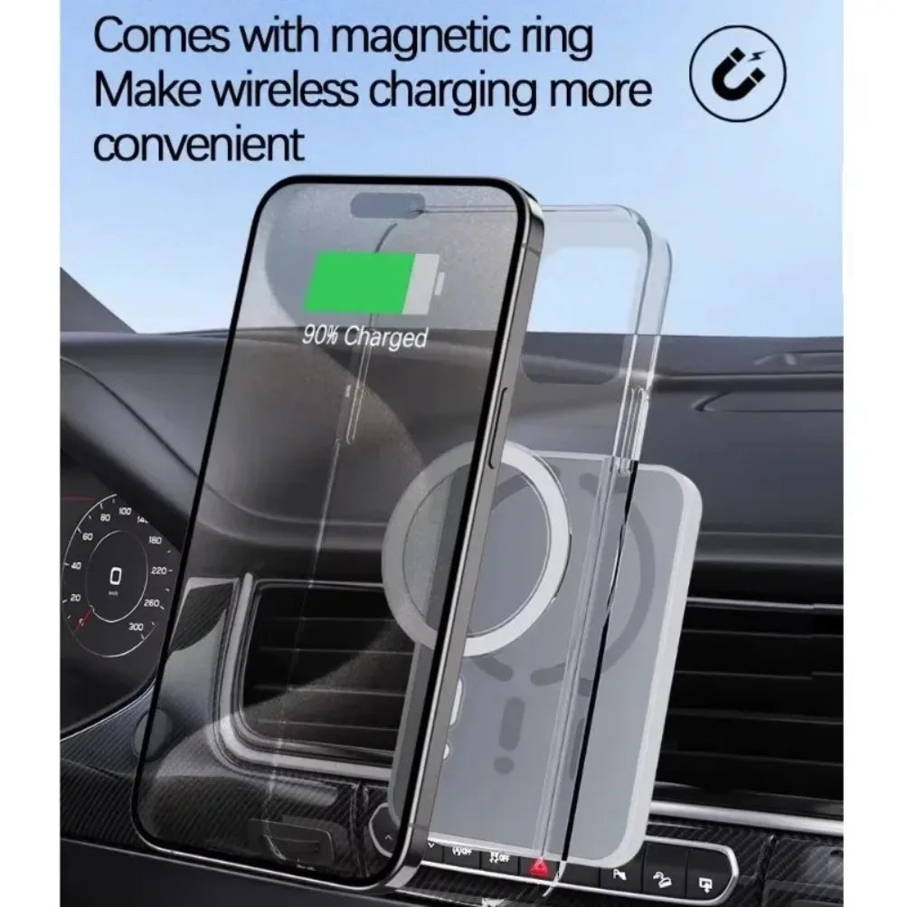 Magnetic Car Air Vent Phone Holder with 15W Wireless Charger – MagSafe Compatible for iPhone 12–17