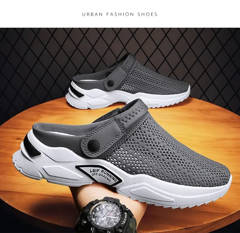 Men's Orthopedic Mesh Sandal Slippers – Hollow Out Breathable Diabetic Walking Shoes with Arch Support